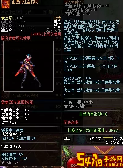 《DNF》100级黑暗枪骑兵推荐武器
