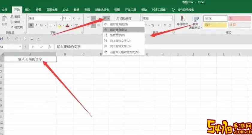 怎么在excel里改变文字方向图1